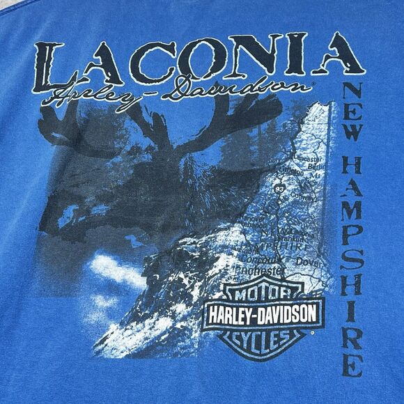 Harley Davidson T-Shirt Size 3XL Blue New Hampshire Motorcycles Short Sleeve Tee - Picture 9 of 12